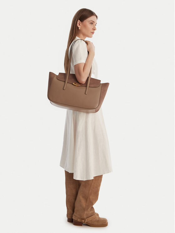 Calvin Klein Calvin Klein Дамска чанта Hardware Brushed Flap Tote Bag LV04F3336G Бежов