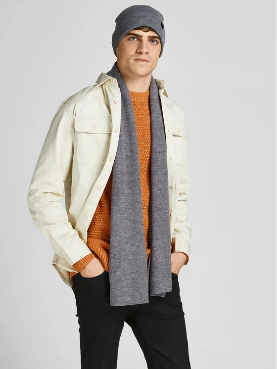 Jack&Jones Set aus Schal und Mütze 12163827 Grau