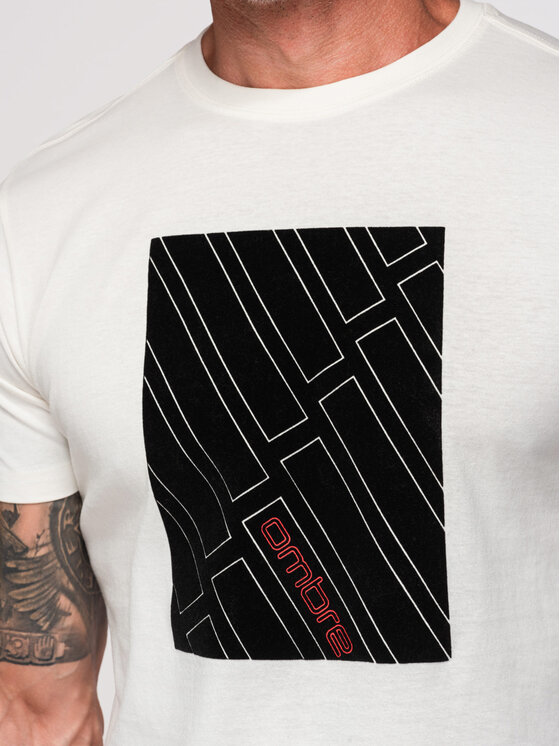 Ombre Ombre T-Shirt OM-TSPT-0259 Biały Regular Fit