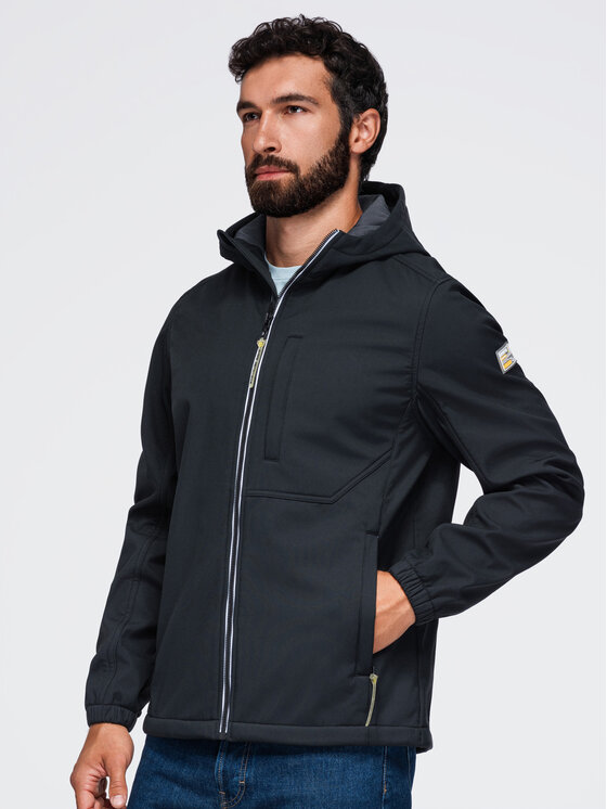 Ombre Ombre Kurtka przejściowa OM-JANP-0292 Czarny Regular Fit