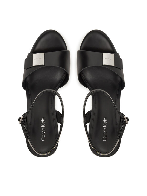 Calvin Klein Calvin Klein Sandały Heel Sandal 85 W/Ck Hw - Lth HW0HW02485 Czarny