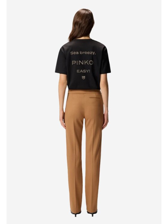 PINKO PINKO T-Shirt Strepitoso t-shirt jersey logo strass Czarny Regular Fit