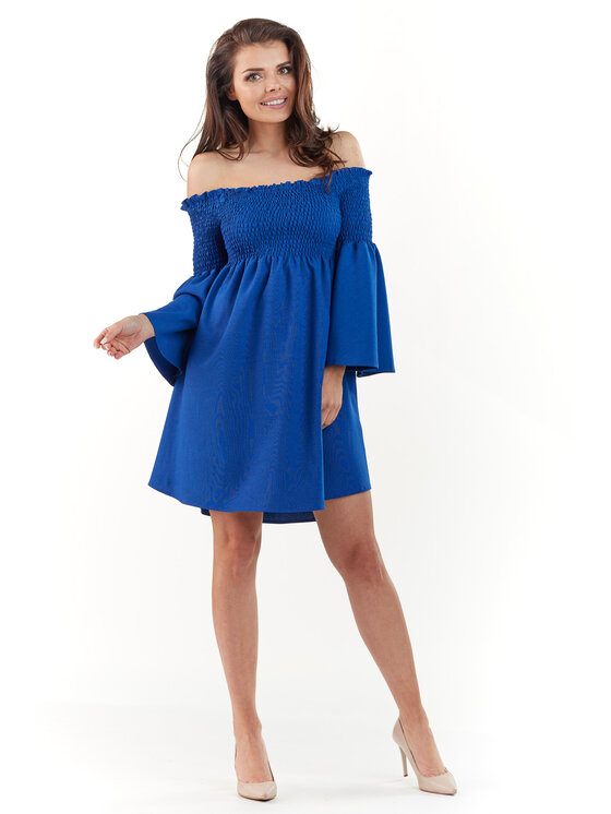 Awama Awama Sukienka letnia A228 Niebieski Basic Fit