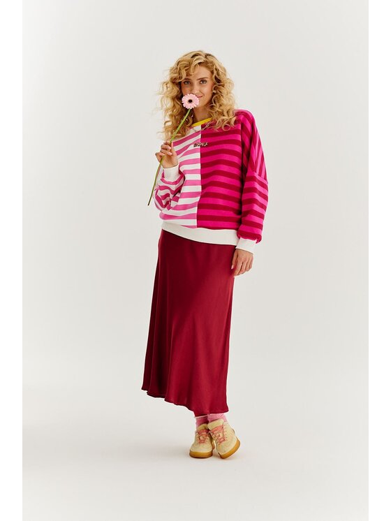 NAOKO NAOKO Tričko Purrfect Stripes Ružová Oversize