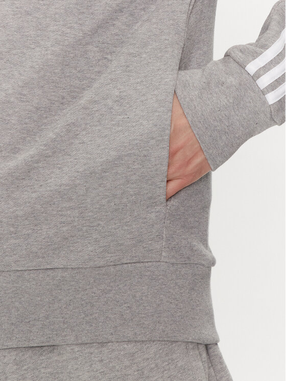 adidas adidas Суитшърт Essentials French Terry 3-Stripes Full-Zip Hoodie IC9833 Сив Regular Fit