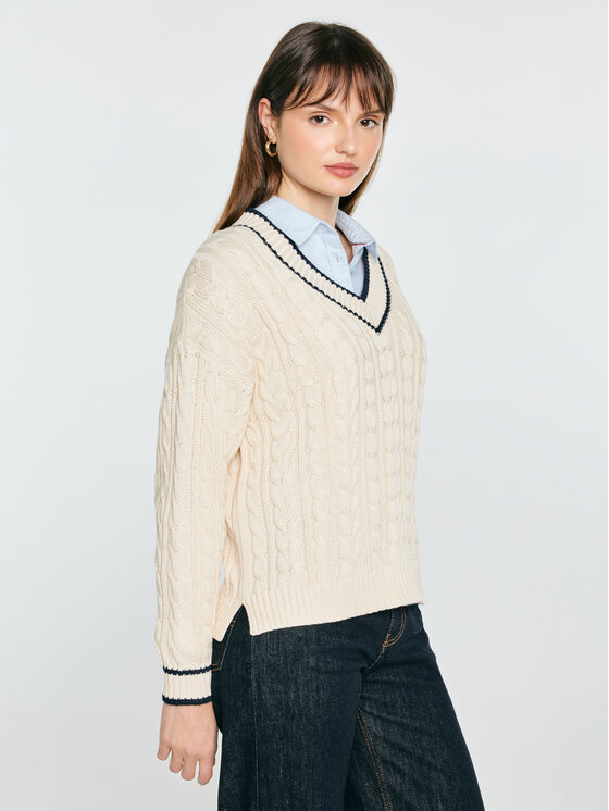 BIG STAR BIG STAR Sweter CALIA Kremowy Comfort Fit