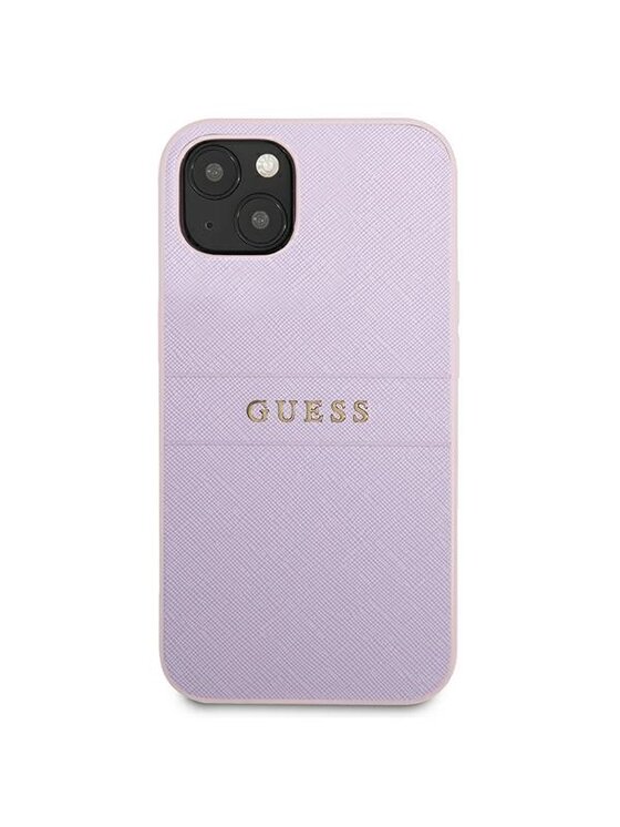 Guess Guess Etui na telefon Saffiano Hot Stamp & Metal Logo Fioletowy