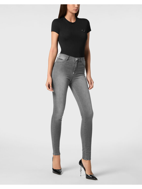 PHILIPP PLEIN PHILIPP PLEIN Jeansy 313 Šedá Jegging Fit