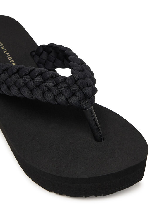 Tommy Hilfiger Tommy Hilfiger Čības uz pirksta Th Wedge Braided Summer Sandal FW0FW09198 Melns