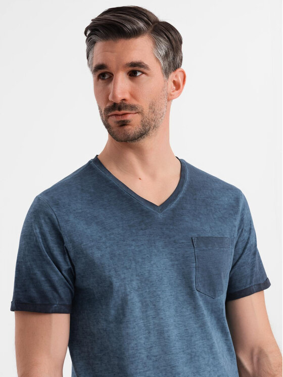 Ombre Ombre T-Shirt OM-TSWT-0242 Tmavomodrá Regular Fit