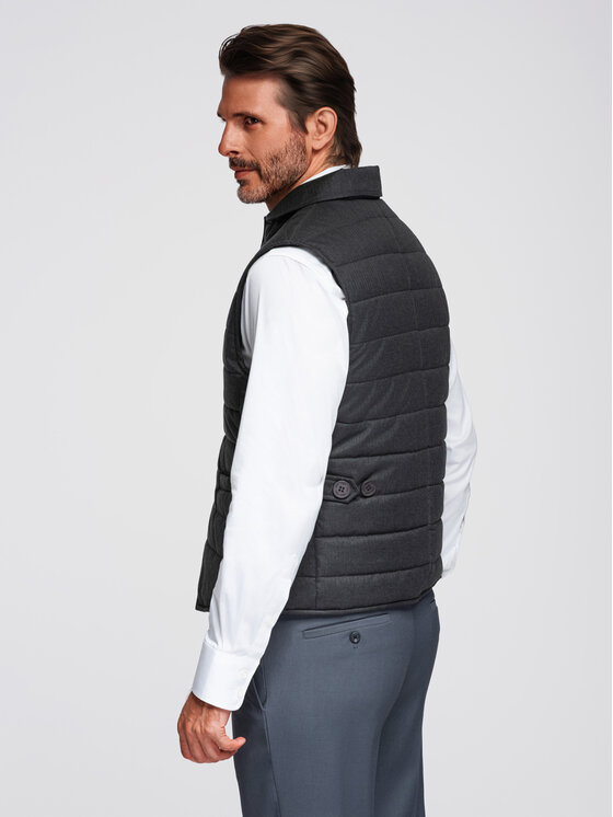 Ombre Ombre Kamizelka OM-JAVJ-0275 Szary ciemny Regular Fit