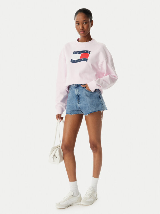 Tommy Jeans Tommy Jeans Pulóver Wavy Flag DW0DW22742 Világos rózsaszín Boxy Fit