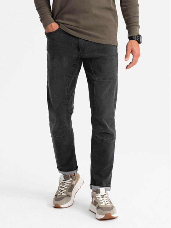 Ombre Ombre Jeansy OM-PADP-0161 Černá Slim Fit