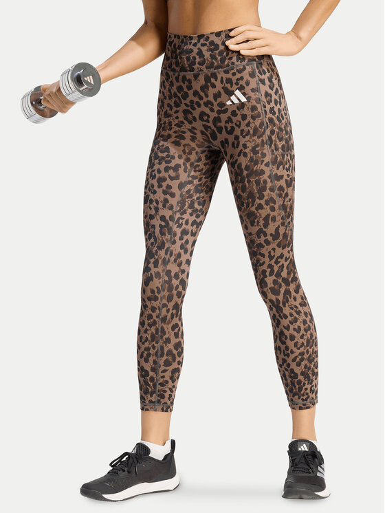 adidas adidas Legginsy Optime Essentials 3-Stripes KZ2520 Brązowy Slim Fit