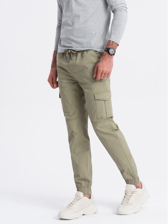 Ombre Ombre Joggers kalhoty OM-PAJO-0123 Khaki Regular Fit