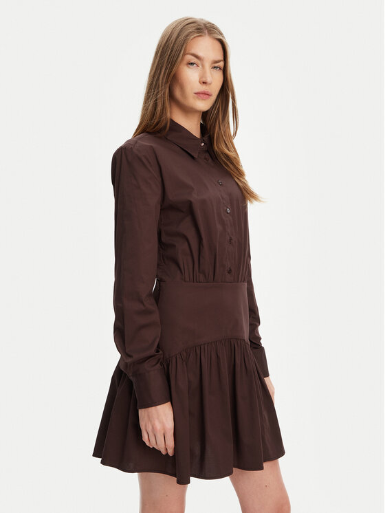 STAUD STAUD Rochie tip cămașă Rocco R25S2112PO Maro Regular Fit
