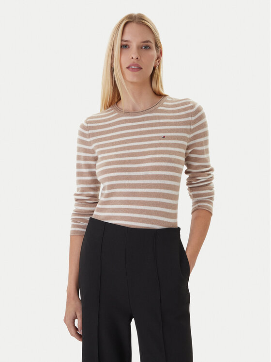 Tommy Hilfiger Tommy Hilfiger Pulover WW0WW40264 Bež Regular Fit