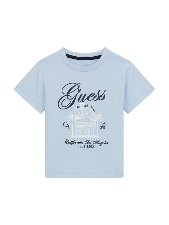 Guess Guess Tricou N6GI00 K8HM4 Albastru celest Regular Fit