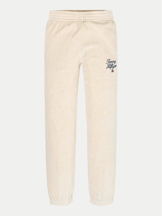 Tommy Hilfiger Tommy Hilfiger Долнище анцуг Script Velour KG0KG08221 Бежов Regular Fit