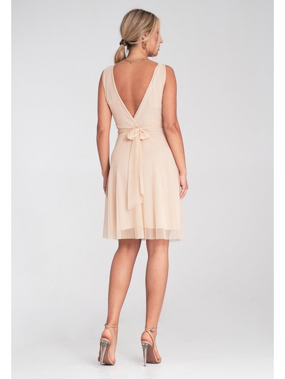 FIGL FIGL Koktejlové šaty M1207 Béžová Flared Fit