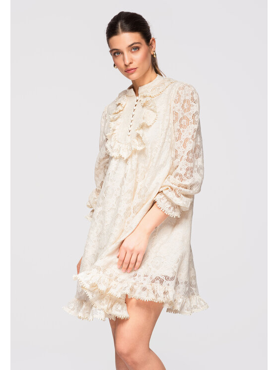 Ombre Ombre Sukienka wieczorowa LA-OM-DLR299 Kremowy Loose Fit