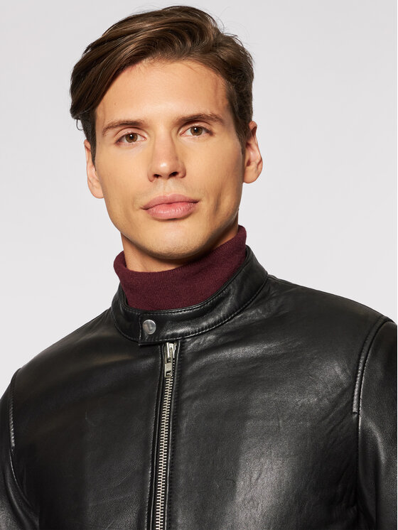 Serge Pariente Serge Pariente Ādas jaka Style 20 Melns Regular Fit