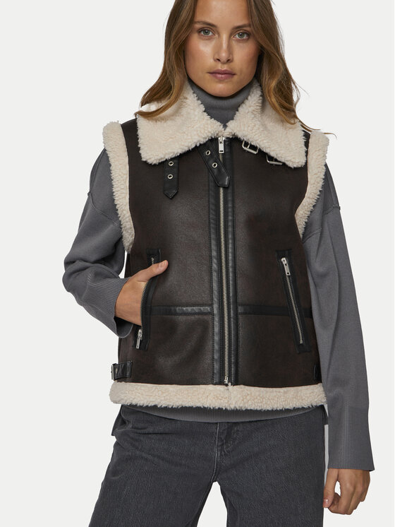 Vila Vila Bezrękawnik Risi 14097989 Brązowy Regular Fit