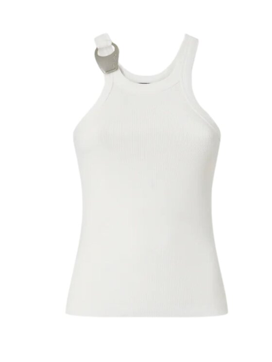 PINKO PINKO Top Canotta con fibbia ciondolo Biały Regular Fit