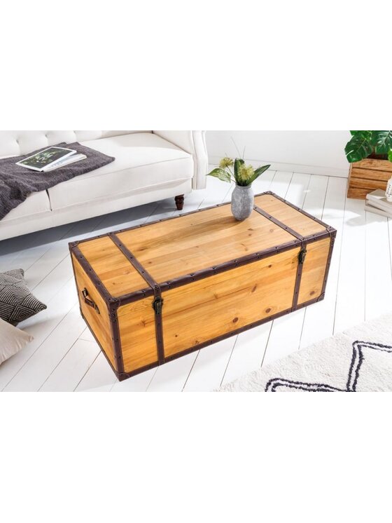 MIAhome MIAhome Skrzynka Ława skrzynia sosnowa 41x110 cm Seas Beżowy
