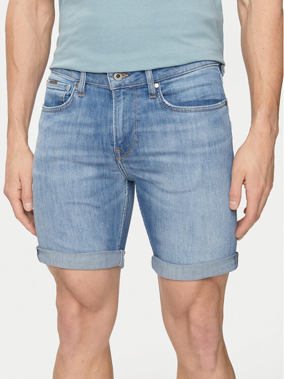 Pepe Jeans Pantaloni scurți de blugi Slim Short PM801080MN8 Albastru Slim Fit