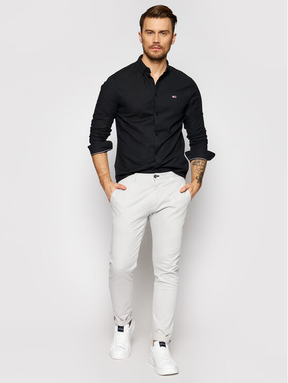 Tommy Jeans Marškiniai Tjm Stretch Oxford DM0DM09594 Juoda Slim Fit •  Modivo.lt