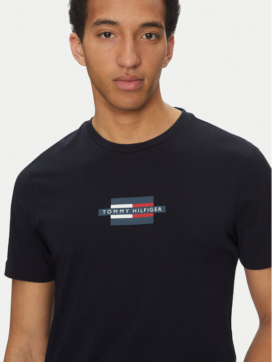 Tommy Hilfiger Tommy Hilfiger Tričko Flag Box MW0MW38636 Tmavomodrá Regular Fit