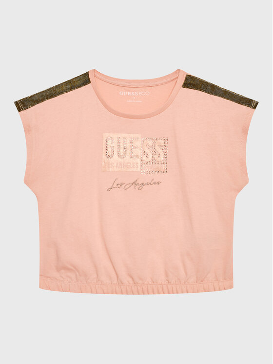 Guess Guess Тишърт J3GI11 K8HM3 Розов Boxy Fit