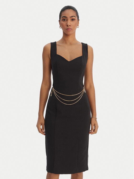 Fracomina Fracomina Kokteiļkleita FR26SD2017W42901 Melns Slim Fit