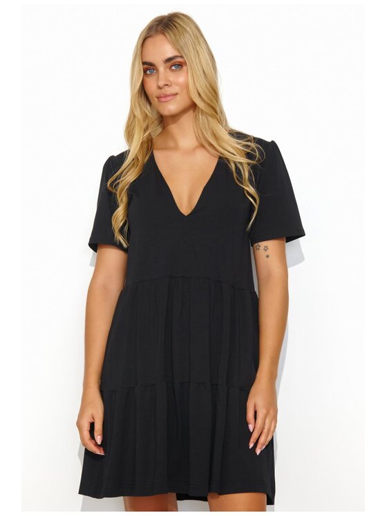 Makadamia Makadamia Sukienka codzienna M819 Czarny Loose Fit