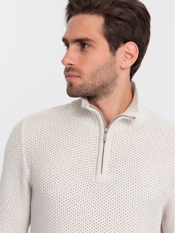 Ombre Ombre Svetr OM-SWZS-0105 Bílá Regular Fit