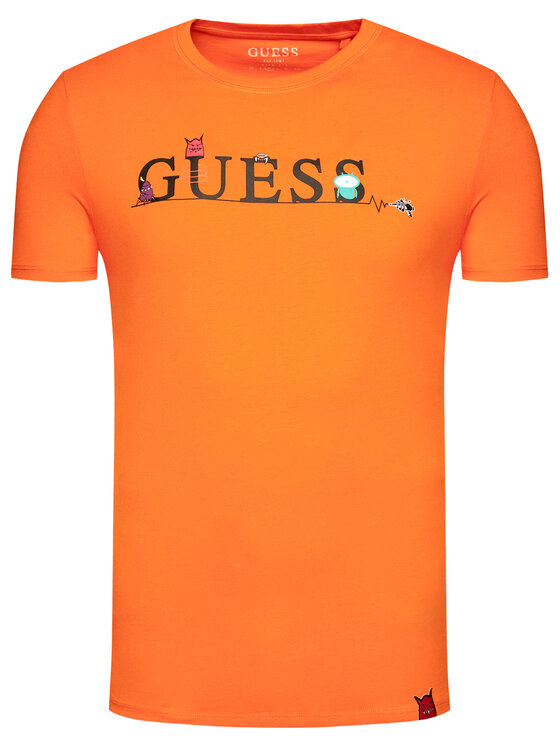 Guess Guess Marškinėliai Monster M0YI48 I3Z00 Oranžinė Slim Fit