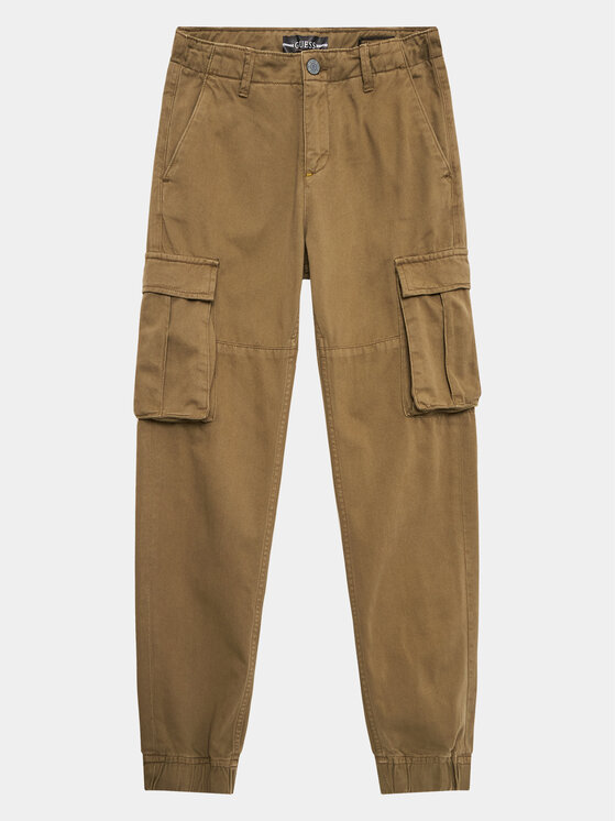 Guess Guess Hlače iz tkanine L3YB04 WE1L0 Zelena Relaxed Fit