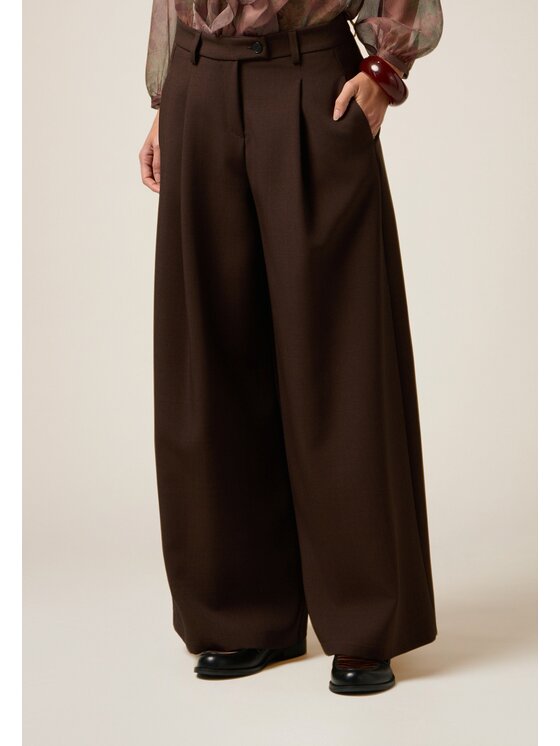 Oltre Oltre Spodnie materiałowe P01UR009259N032 Brązowy Baggy Fit