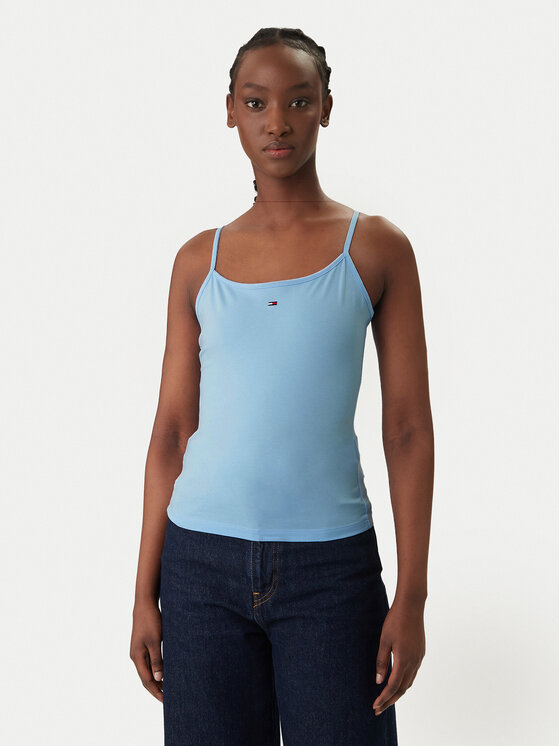 Tommy Jeans Top Essential DW0DW20675 Svetlo modra Slim Fit