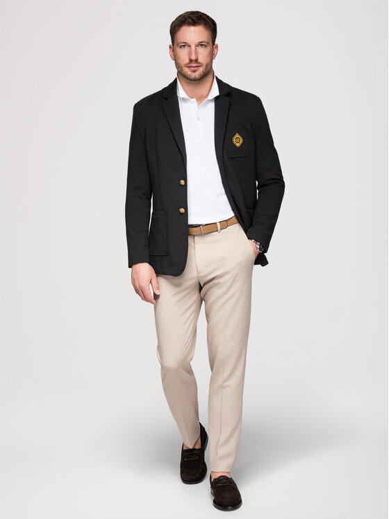 Ombre Ombre Marynarka OM-BLZB-0166 Czarny Slim Fit
