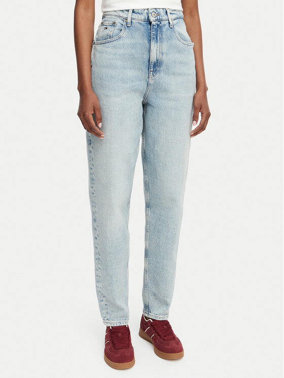 Tommy Jeans Blugi DW0DW23089 Albastru deschis Mom Fit