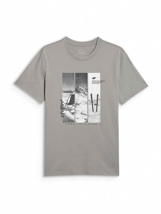 4F 4F T-Shirt APRES SKI Szary Regular Fit