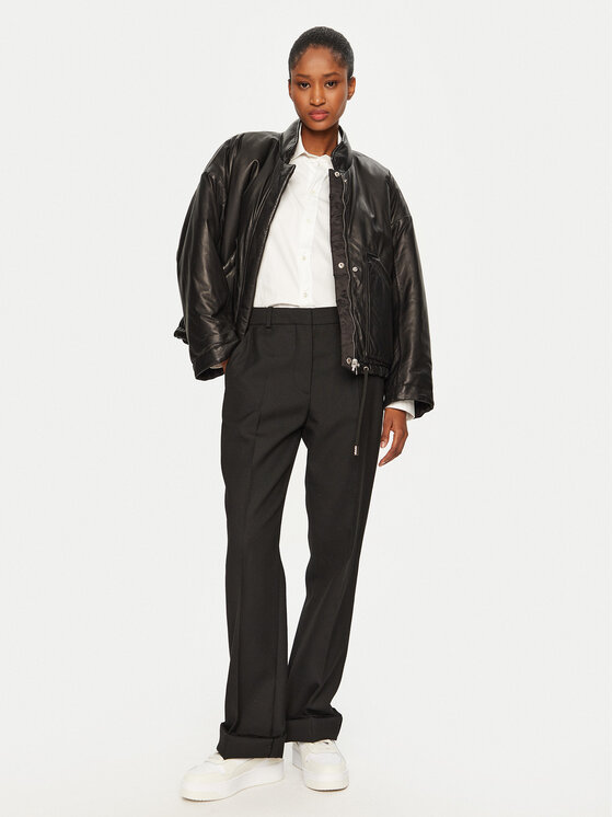 Serge Pariente Serge Pariente Geacă de piele Kaki Negru Relaxed Fit