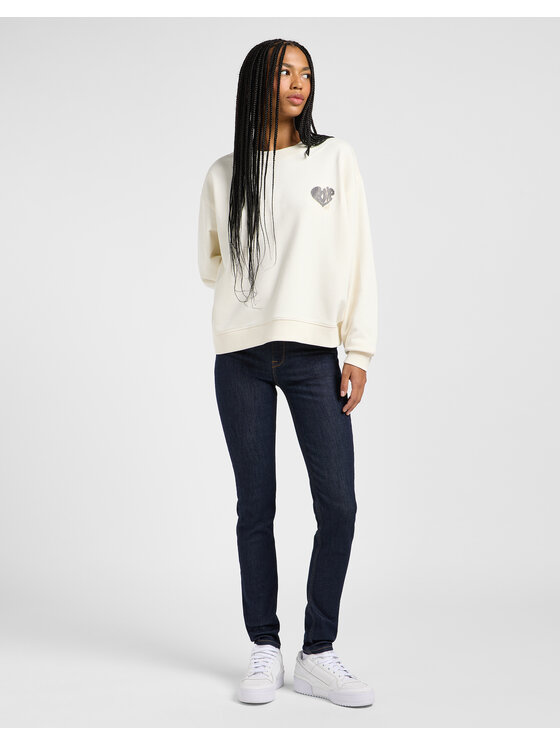 Lee Lee Felpa RELAXED GRAPHIC CREW 112363841 Écru Relaxed Fit