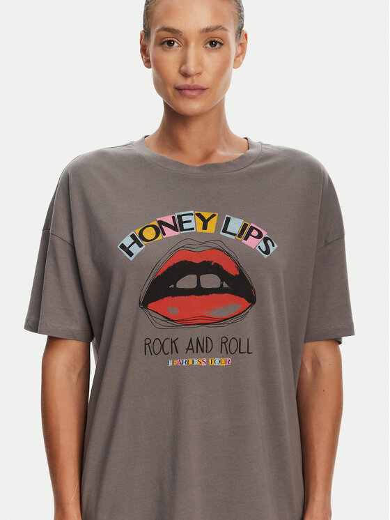 Noisy May Noisy May T-Shirt Ida 27034417 Szary Relaxed Fit