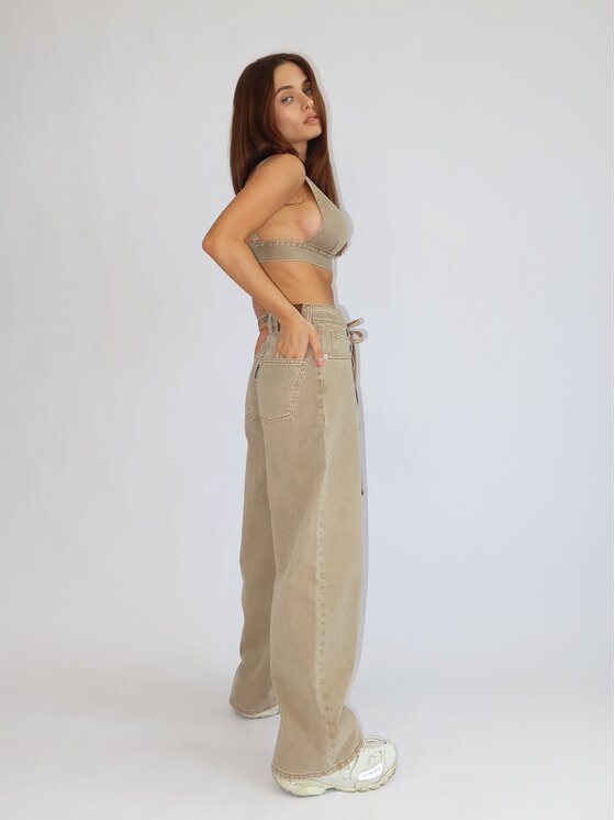 MissDenim MissDenim Top Denim Bra Beżowy Basic Fit