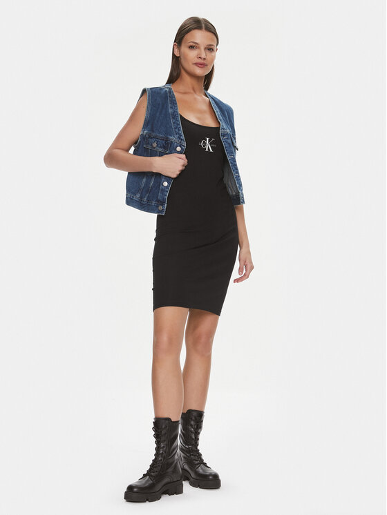 Calvin Klein Jeans Calvin Klein Jeans Літня сукня Monologo J20J223420 Чорний Slim Fit