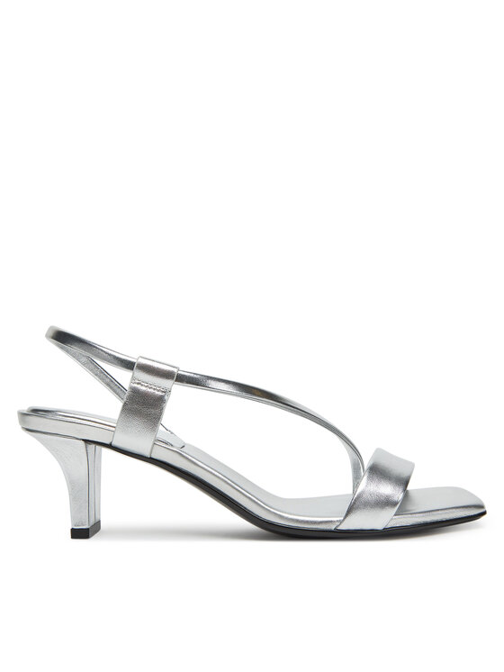 Sandale Calvin Klein Heel Sandal 50 Squared Metallic HW0HW02560 Argintiu