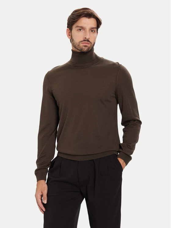 BOSS BOSS Krekls ar augstu apkakli Musso-P 50468262 Zaļš Slim Fit